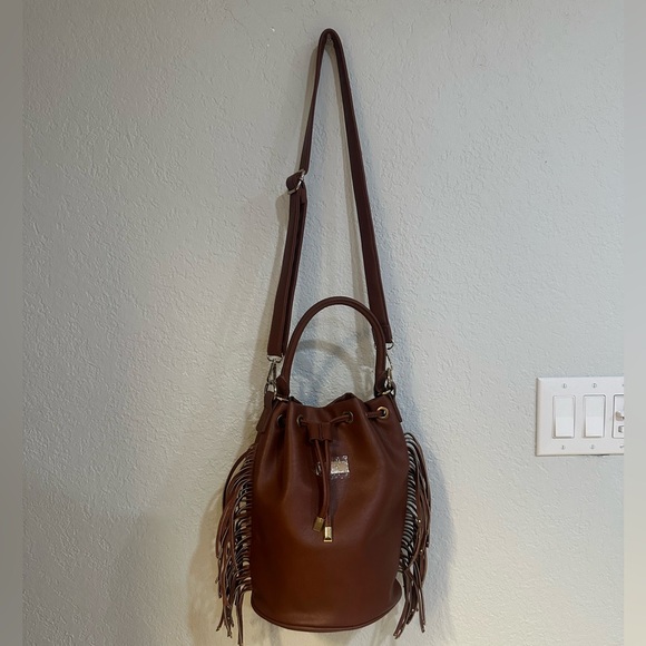 BCBG paris brown bucket bag with fringes women - Picture 1 of 16